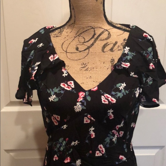 black short sleeve floral print dress - Picture 3 of 6